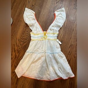 - NWT Anthropologie cotton sundress adjustable ruffle sleeves elastic back…